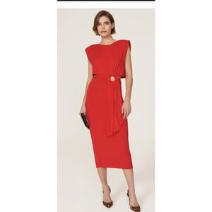 BB DAKOTA Peek My Interest Dress Red Women's Small FLAWED sm Holes Backside